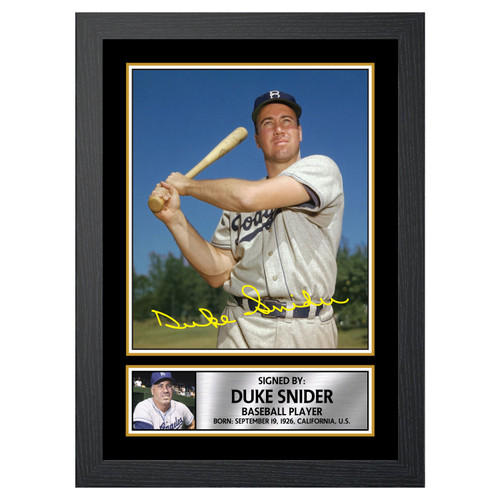 Duke Snider Baseball Player printed autograph poster print