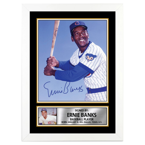 Ernie Banks Baseball Player printed autograph poster print
