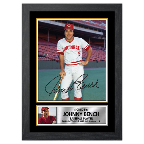 Johnny Bench 2 Baseball Player printed autograph poster print