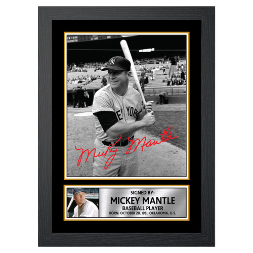 Mickey Mantle Baseball Player printed autograph poster print