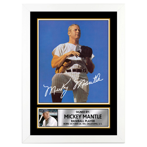 Mickey Mantle 2 Baseball Player printed autograph poster print