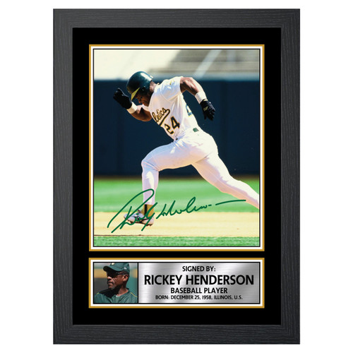 Rickey Henderson Baseball Player printed autograph poster print