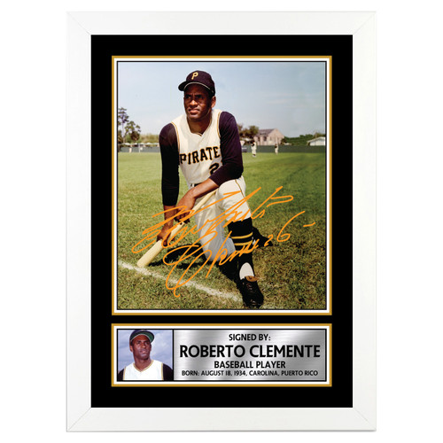 Roberto Clemente Baseball Player printed autograph poster print