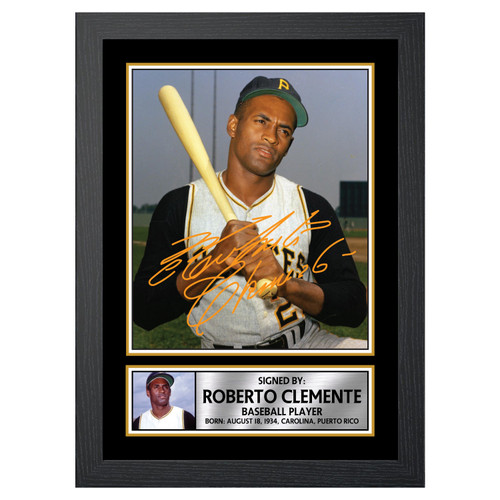 Roberto Clemente 2 Baseball Player printed autograph poster print