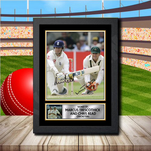 Marcus Trescothick + Chris Read printed autograph poster print