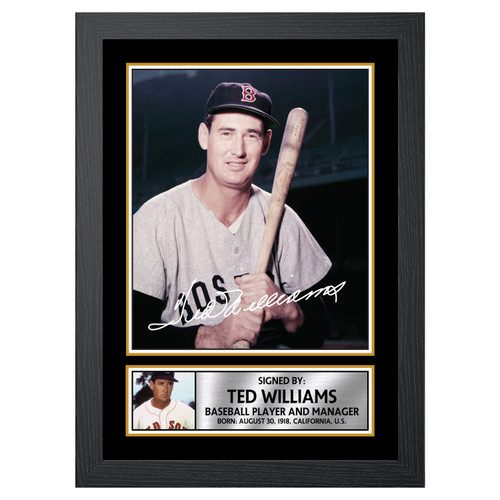 Ted Williams 2 Baseball Player Printed Autograph Poster Print Photo Signature Gift