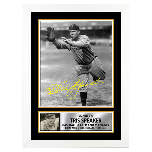 Tris Speaker Baseball Player printed autograph poster print
