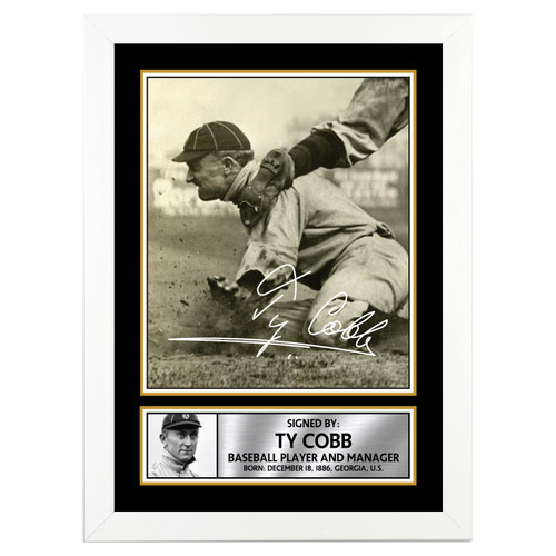 Ty Cobb Baseball Player printed autograph poster print