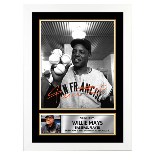 Willie Mays Baseball Player printed autograph poster print