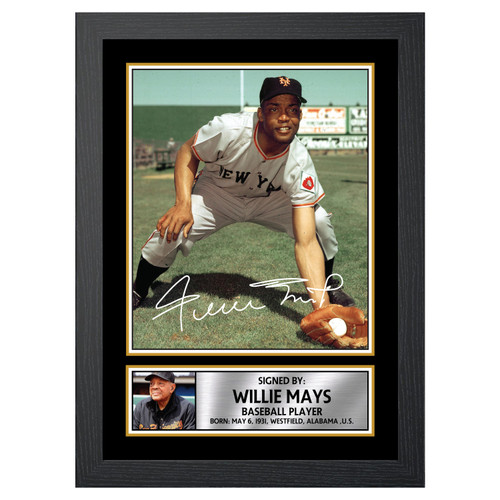 Willie Mays 2 Baseball Player printed autograph poster print