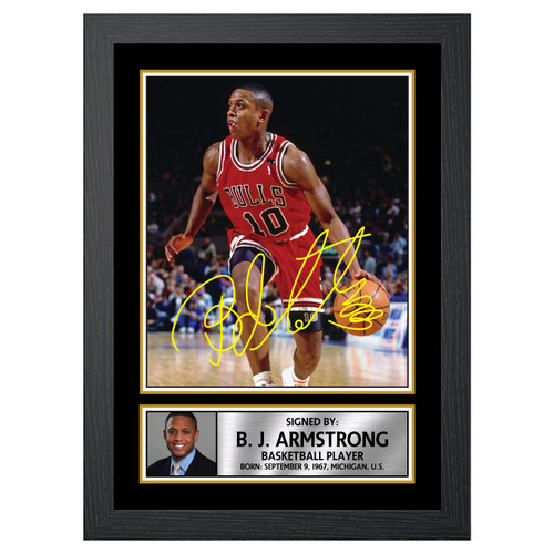 B. J. Armstrong Basketball Player printed autograph poster print