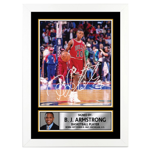 B. J. Armstrong 2 Basketball Player printed autograph poster print
