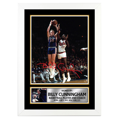 Billy Cunningham 2 Basketball Player printed autograph poster print