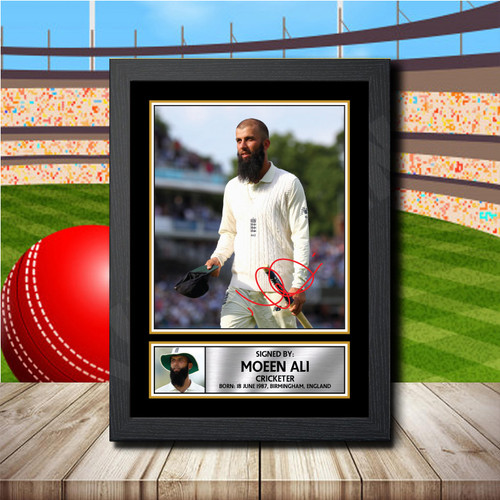 Moeen Ali printed autograph poster print
