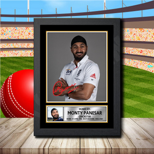 Monty Panesar printed autograph poster print