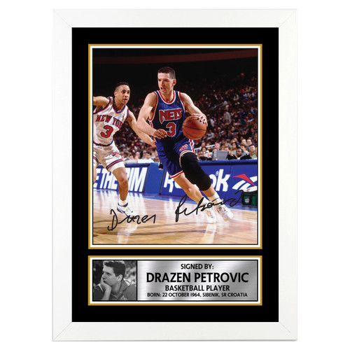 Drazen Petrovic Basketball Player printed autograph poster print