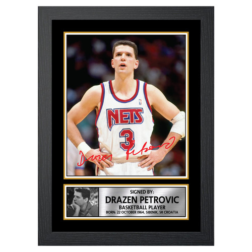 Drazen Petrovic 2 Basketball Player printed autograph poster print