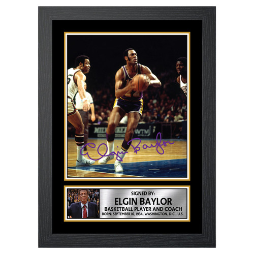 Elgin Baylor 2 Basketball Player printed autograph poster print