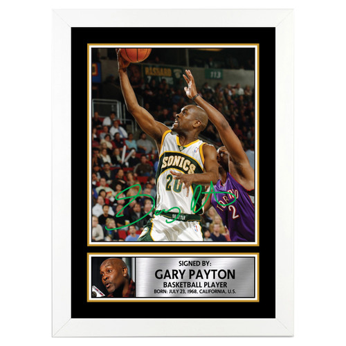 Gary Payton Basketball Player printed autograph poster print