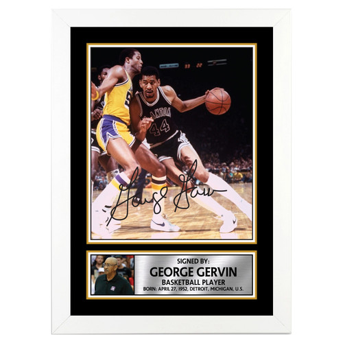 George Gervin Basketball Player printed autograph poster print