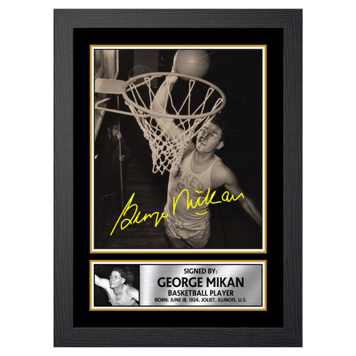 George Mikan 2 Basketball Player printed autograph poster print