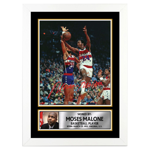Moses Malone Basketball Player printed autograph poster print