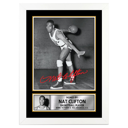 Nat Clifton Basketball Player printed autograph poster print