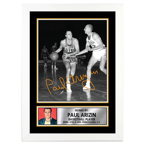 Paul Arizin Basketball Player printed autograph poster print