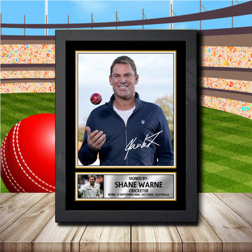 Shane Warne printed autograph poster print
