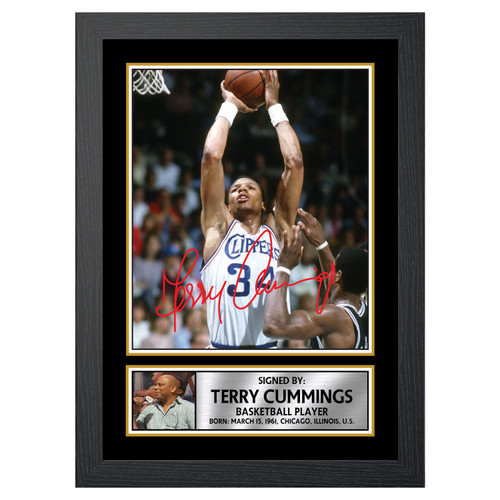 Terry Cummings Basketball Player printed autograph poster print