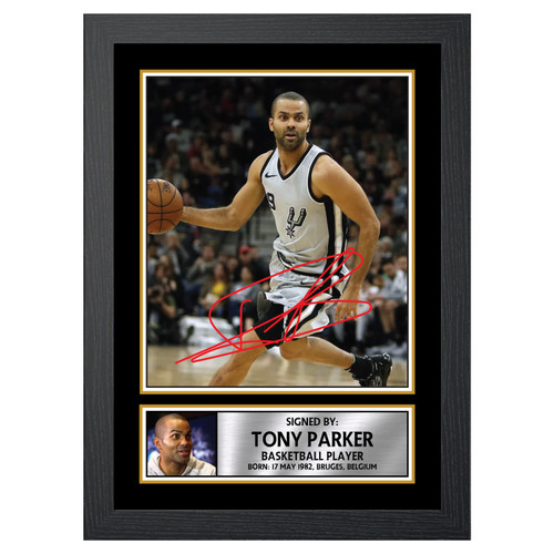 Tony Parker Basketball Player printed autograph poster print - view 2