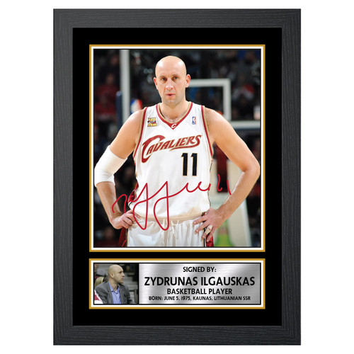 Zydrunas Ilgauskas Basketball Player printed autograph poster print