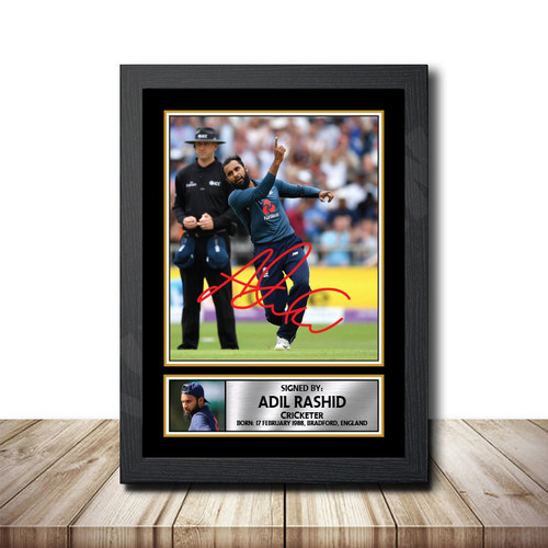 Adil Rashid Cricketer printed autograph poster print