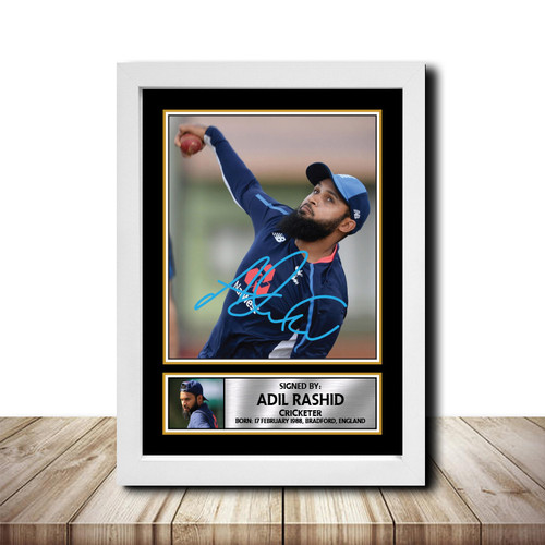 Adil Rashid Cricketer printed autograph poster print