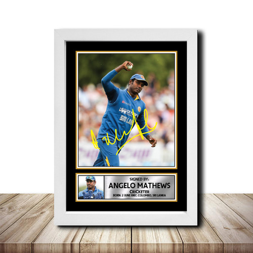 Angelo Mathews Cricketer printed autograph poster print