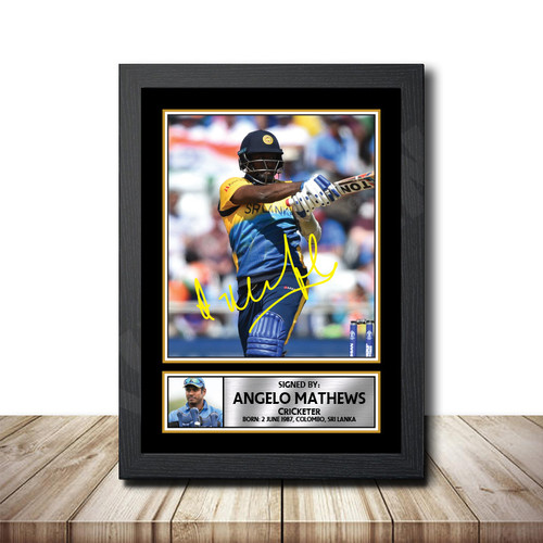 Angelo Mathews Cricketer printed autograph poster print