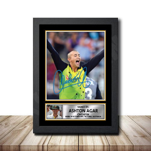 Ashton Agar Cricketer printed autograph poster print