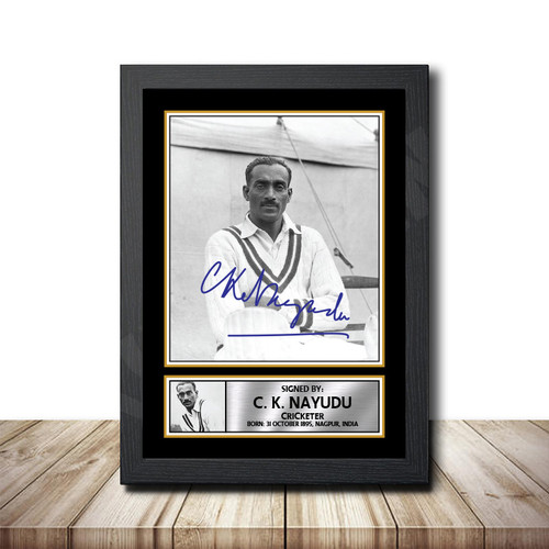 C.K. Nayudu Cricketer printed autograph poster print