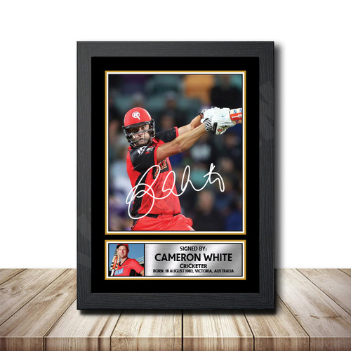 Cameron White Cricketer printed autograph poster print