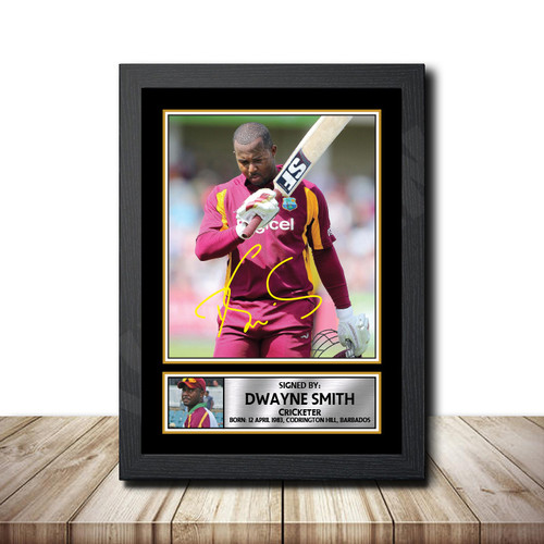 Dwayne Smith Cricketer printed autograph poster print
