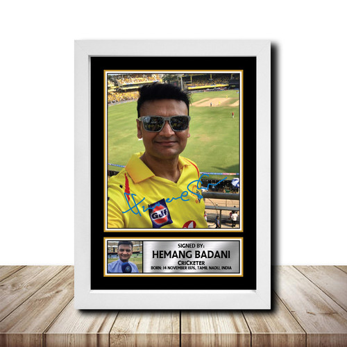 Hemang Kamal Badani Cricketer printed autograph poster print