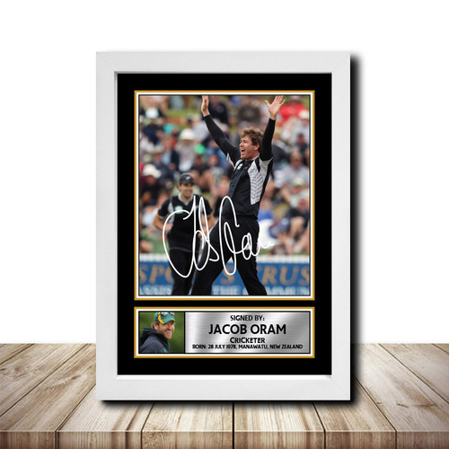 Jacob Oram Cricketer printed autograph poster print