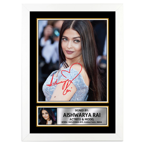 Aishwarya Rai Bollywood Printed Autograph Poster Print Photo Signature Gift