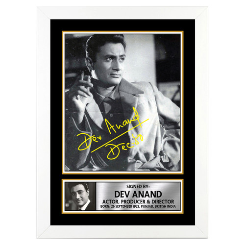 Dev Anand Bollywood Printed Autograph Poster Print Photo Signature Gift