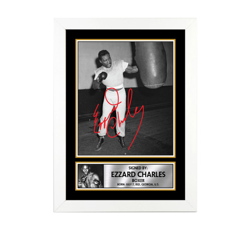 Ezzard Charles Boxing printed autograph poster print