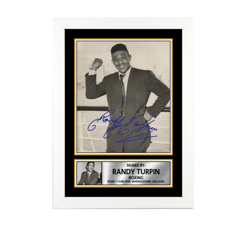 Randy Turpin Boxing printed autograph poster print