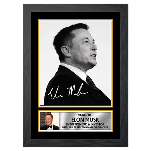 Elon Musk Famous Businessmen Printed Autograph Poster Print Photo Signature Gift