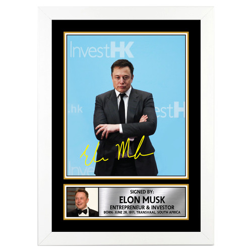 Elon Musk 2 Famous Businessmen Printed Autograph Poster Print Photo Signature Gift