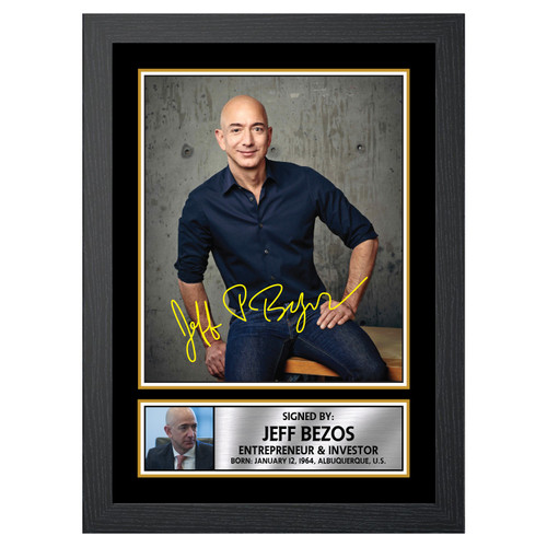 Jeff Bezos Famous Businessmen Printed Autograph Poster Print Photo Signature Gift