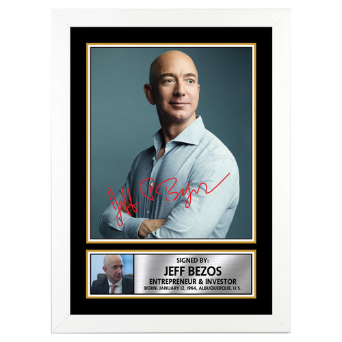Jeff Bezos 2 Famous Businessmen Printed Autograph Poster Print Photo Signature Gift